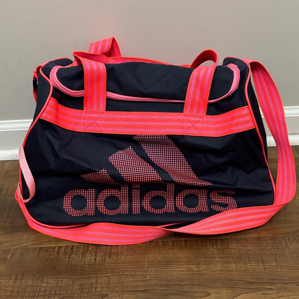 ADIDAS Diablo small Gym Bag Duffle Carry On Gray Pink Shoulder Strap and Handles